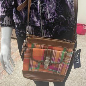 Chaps Orange Avalon Madras Traveler Crossbody Small NWT Limited